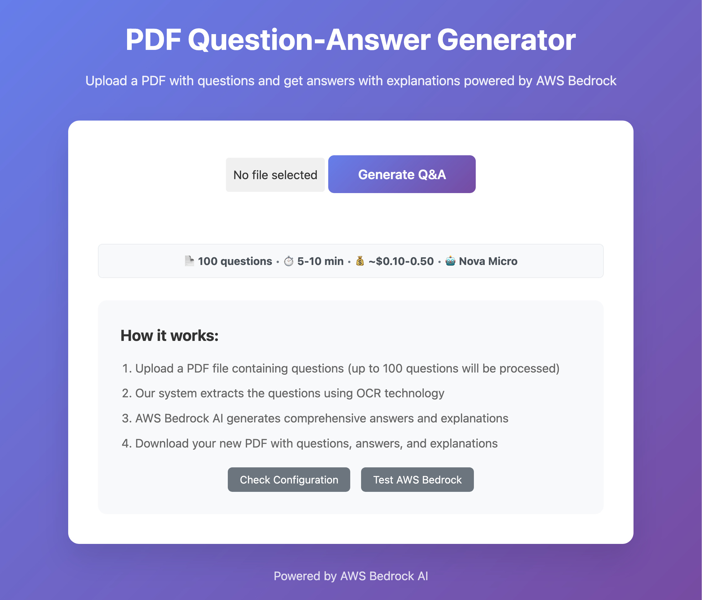 ExamPrep Tool PDF Processing Interface